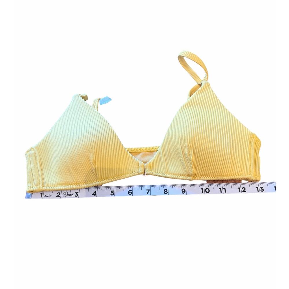 White Fox Women's Bikini Yellow Ribbed Front Closure Cheeky Bottom Size Medium - Picture 7 of 9